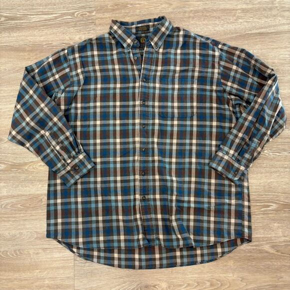 Viyella Check Regular Fit Men Blue Gray Flanel Wool Cotton Shirt sz XXl - Picture 1 of 9